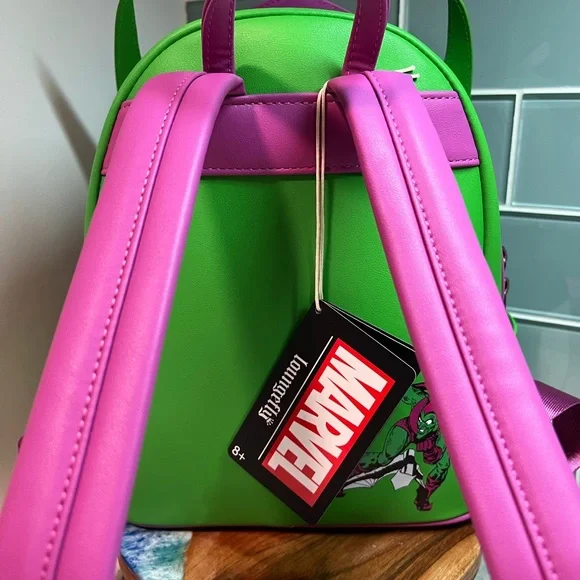 Loungefly NWT Marvel Amazing Spider-Man Green Goblin Green Purple Backpack - Picture 7 of 11